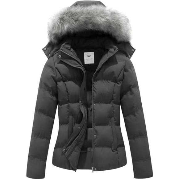 Women's Hooded Warm Winter Coat‎ Quilted Thicken Puffer Jacket with Removable - Picture 2 of 8